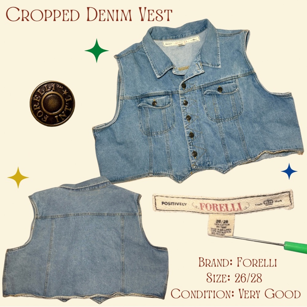 Forelli Vintage Cropped Denim Vest